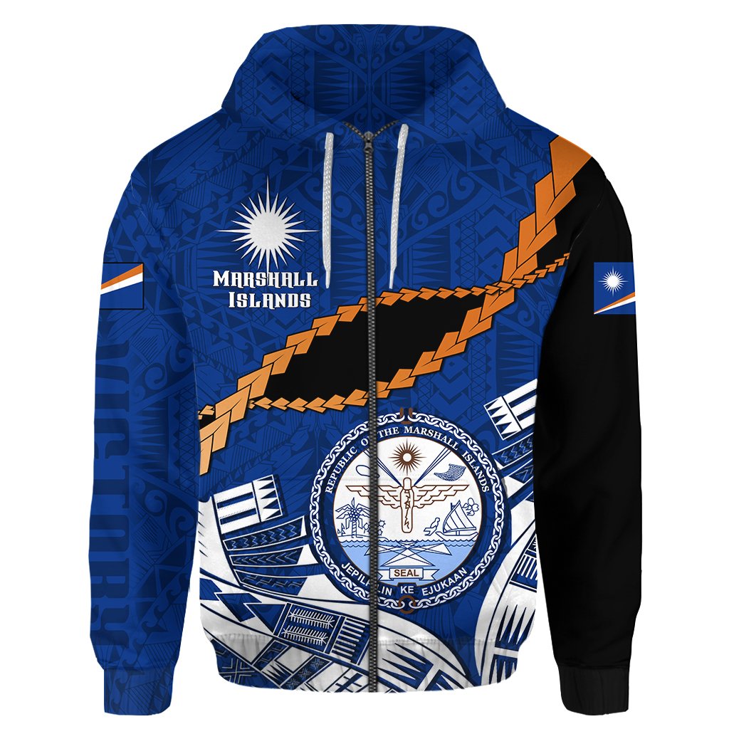 Marshall Islands Victory Rugby Zip Hoodie Unisex Blue - Polynesian Pride