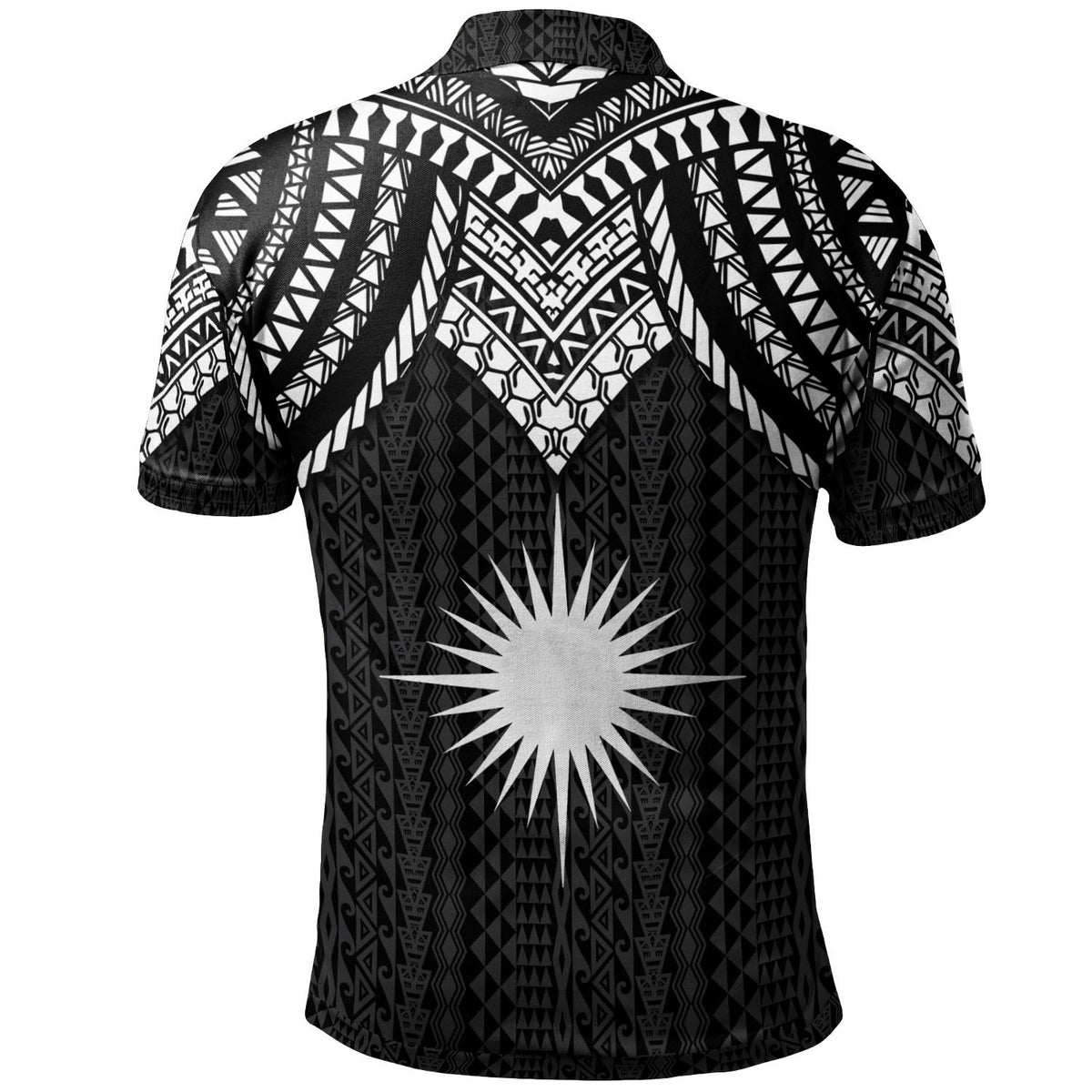 Marshall Islands Custom Polo Shirt Polynesian Armor Style Black - Polynesian Pride