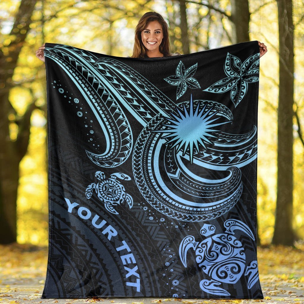 Marshall Islands Custom Personalised Premium Blanket - Blue Turtle - Polynesian Pride