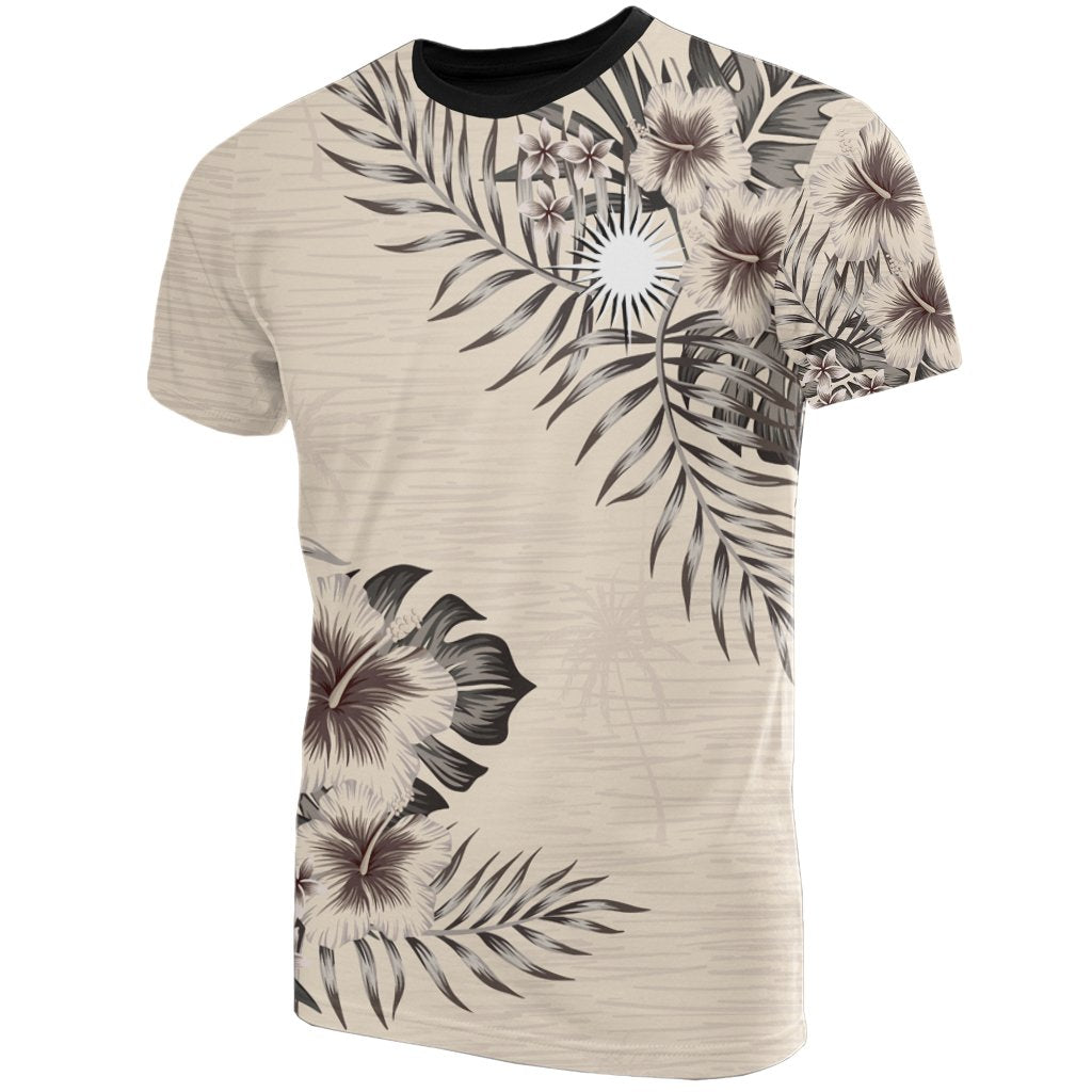 Marshall Islands T Shirt Marshall Islands Flag Beige Hibiscus Unisex Beige - Polynesian Pride