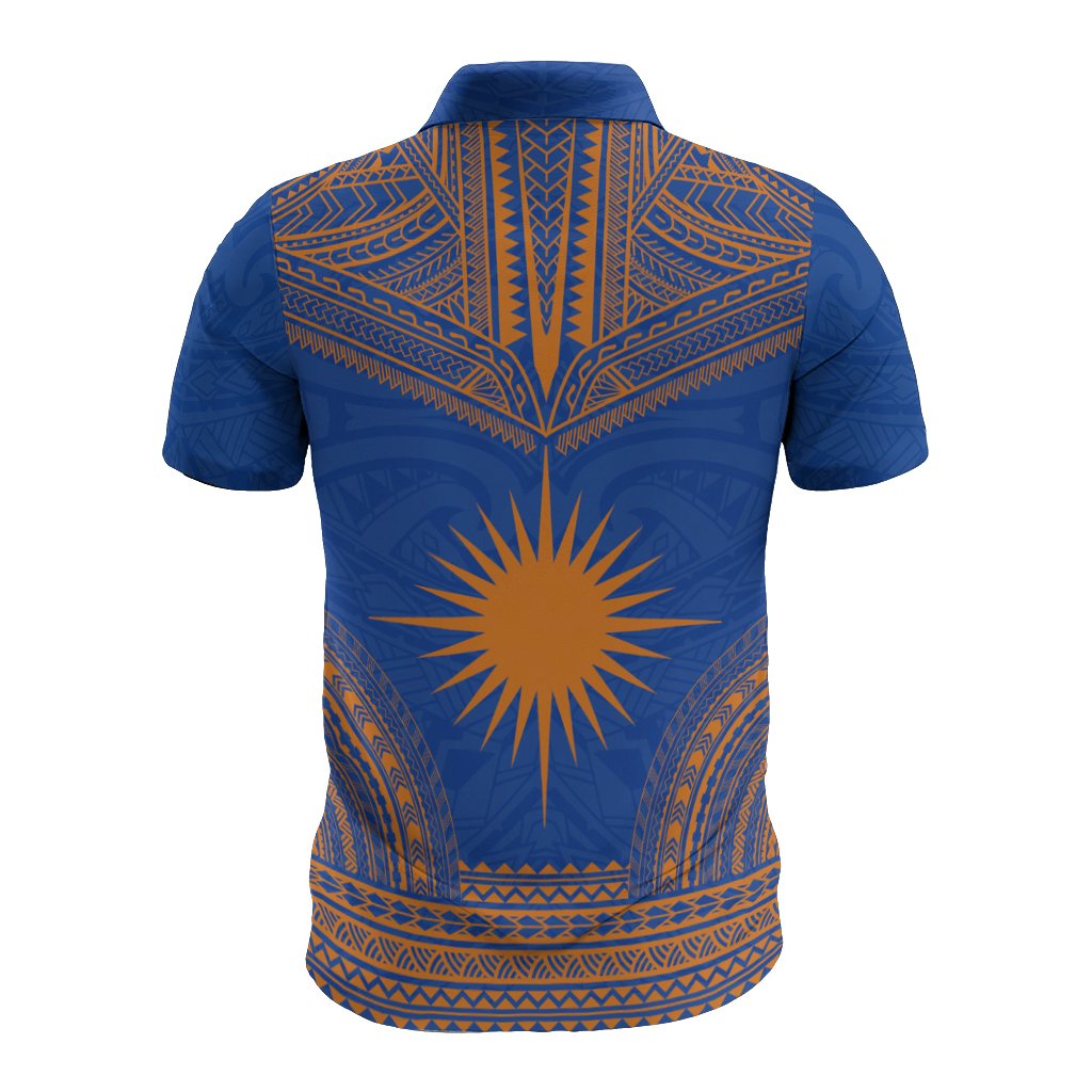 Marshall Islands Polo Shirt Marshall Islands Flag Polynesian Chief Tattoo Flag Version - Polynesian Pride