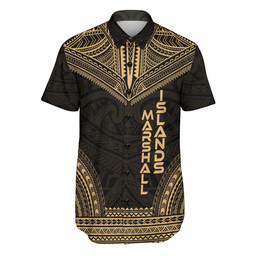 Marshall Islands Polynesian Chief Shirt - Gold Version Men Gold - Polynesian Pride