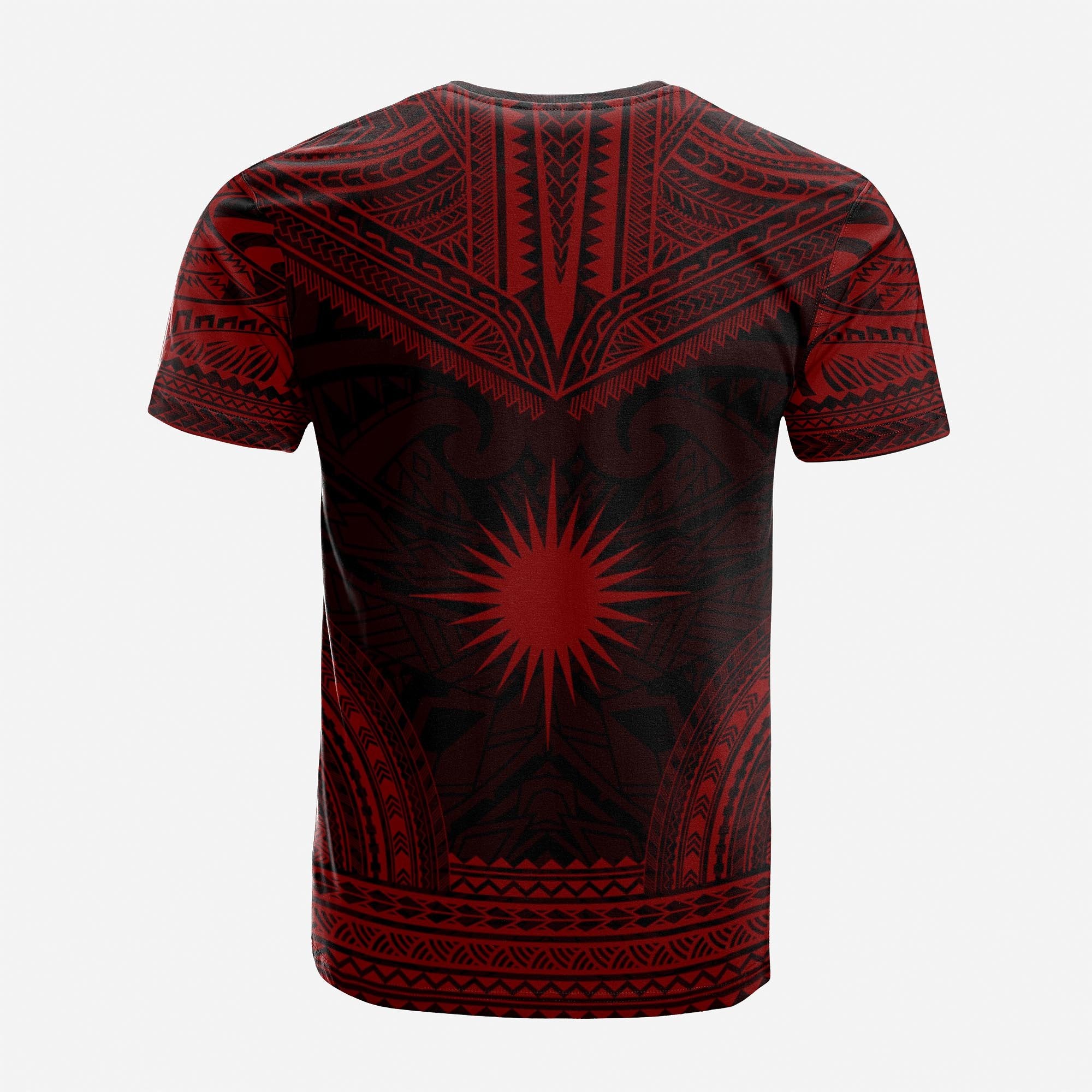 Marshall Islands Custom T Shirt Marshall Islands Flag Polynesian Chief Tattoo Red Version Unisex Red - Polynesian Pride