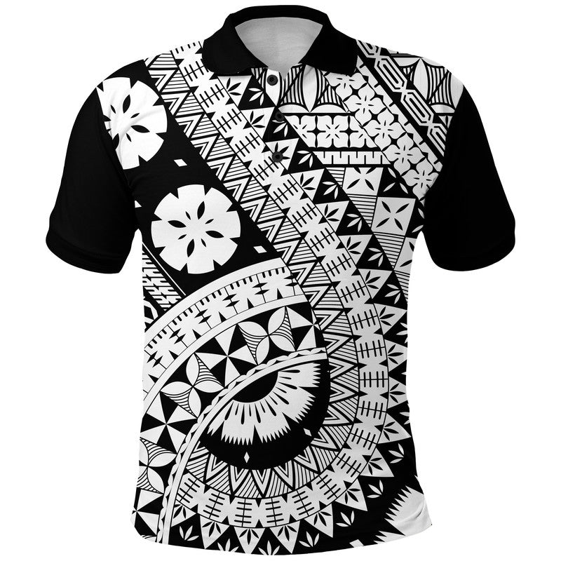 Polynesian Masi Kesa Black Style Polo Shirt LT9 Black - Polynesian Pride