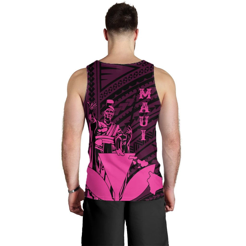 Hawaiian King Kanaka Map Polynesian Maui Men's Tank Top - Pink - Hala Style - AH - Polynesian Pride