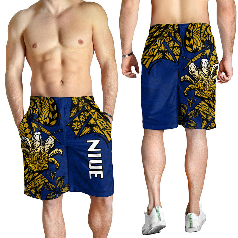 Niue Uga Men Shorts Tribal Patterns Blue Style LT6 - Polynesian Pride