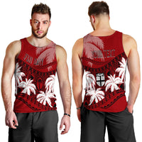 Personalised Fiji Day Men Tank Top Flying Fijians Masi Kesa Style - Red LT7 - Polynesian Pride