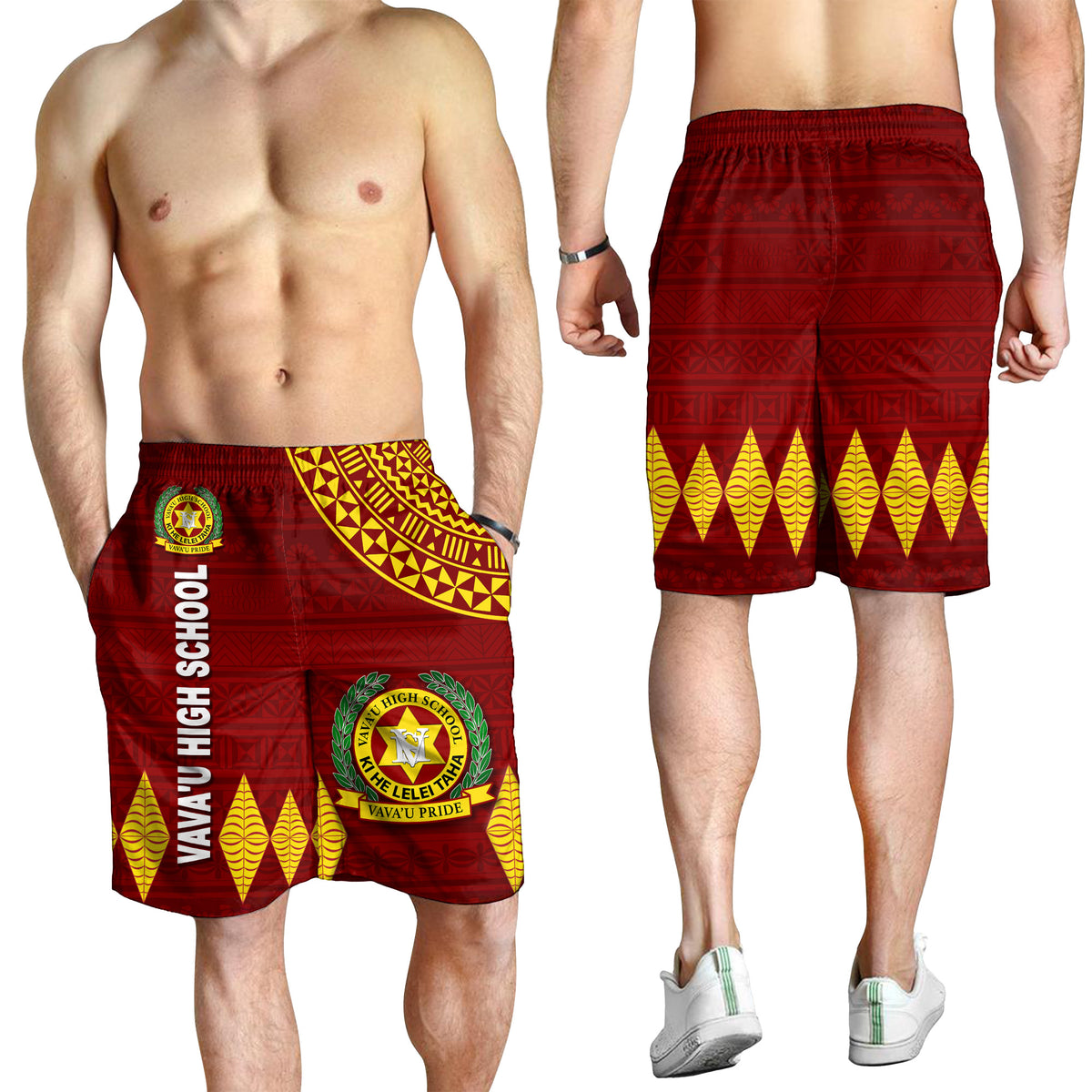 Tonga Vava'u High School Men Short Simple Style - Maroon LT8 - Polynesian Pride