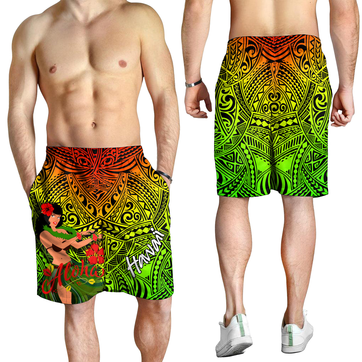 Hawaii Hula Girl Reggae Men Short - LT2 - Polynesian Pride