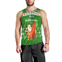 (Custom Personalised) Hawaii Christmas Men Tank Top Santa Claus Surfing Simple Style - Green LT8 - Polynesian Pride