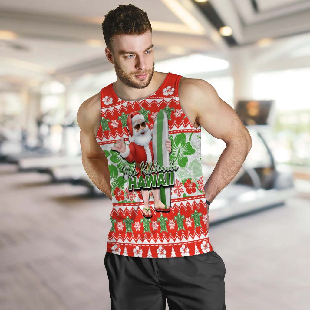 Hawaii Mele Kalikimaka Christmas Men's Tank Top Cool Santa Claus LT6 - Polynesian Pride