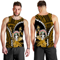 Northern Mariana Islands Men Tank Top Polynesian Style Gold Color LT6 - Polynesian Pride
