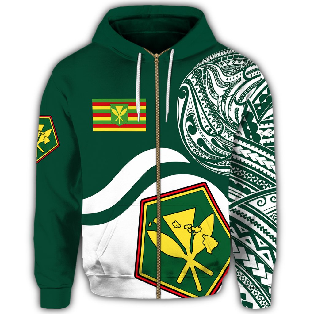Hawaii Pentagon Kanaka Map Zip Hoodie Waveshape Style - Polynesian Pride