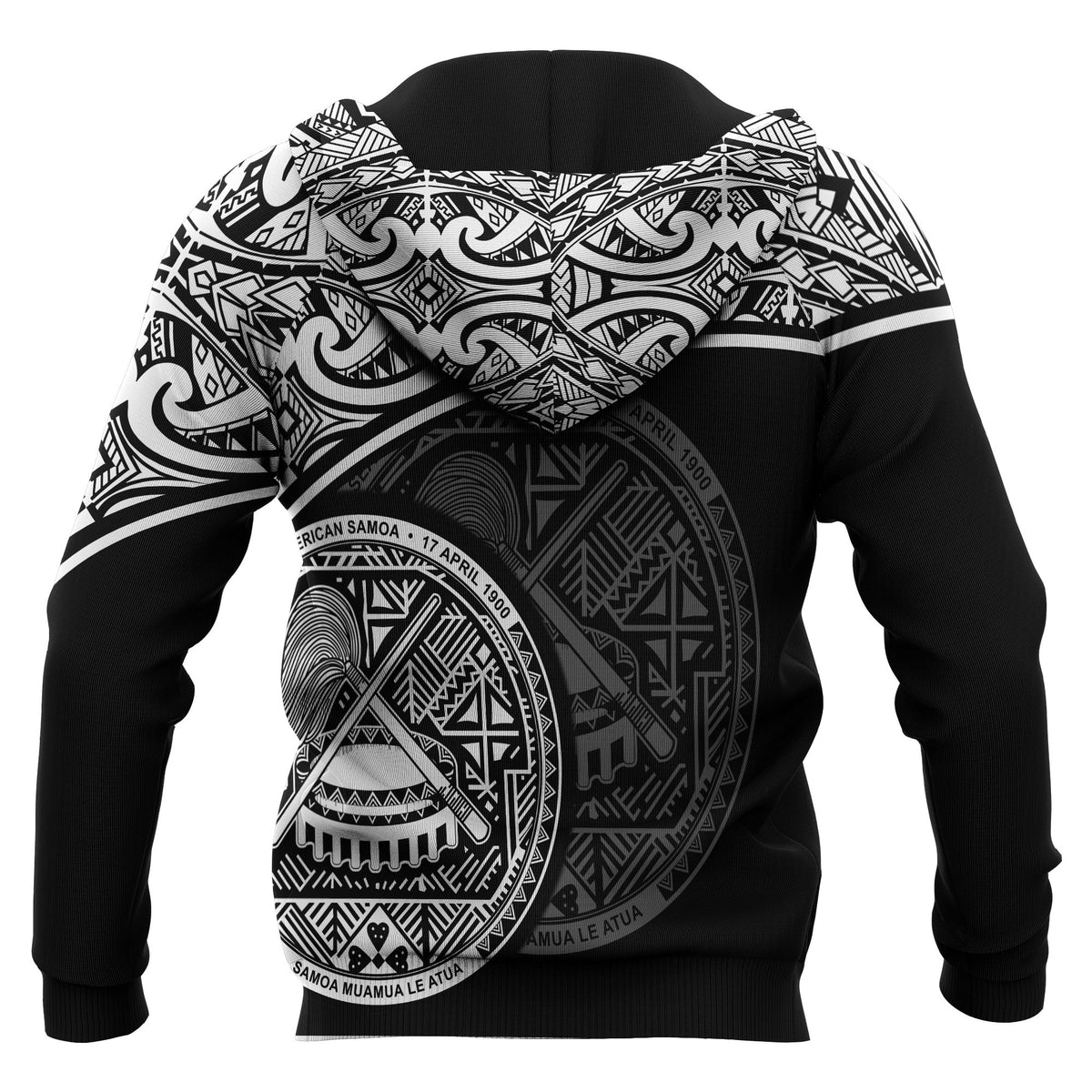 Polynesian American Samoa Custom Hoodie White Curve - Polynesian Pride
