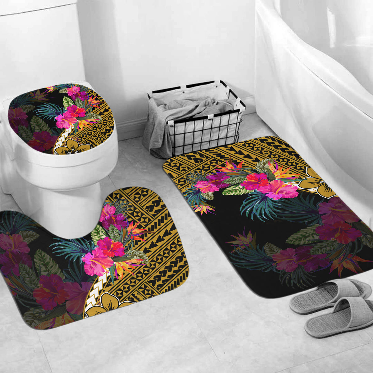 New Caledonia Bathroom Set Polynesian With Hibiscus No.1 LT6 - Polynesian Pride