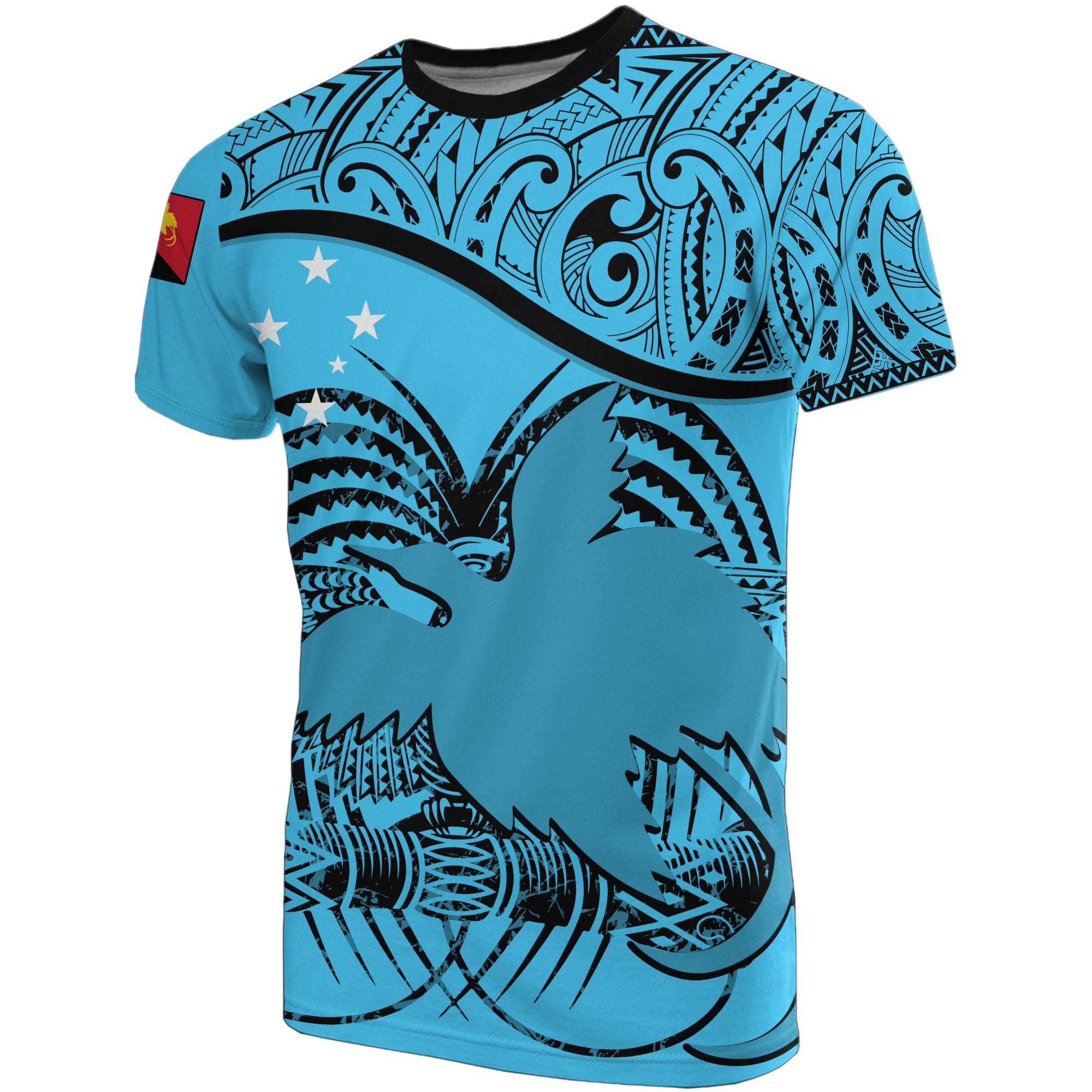 Papua New Guinea T Shirt Papua New Guinea Flag Coat Of Arms Bleu Clair A02 Unisex Art - Polynesian Pride