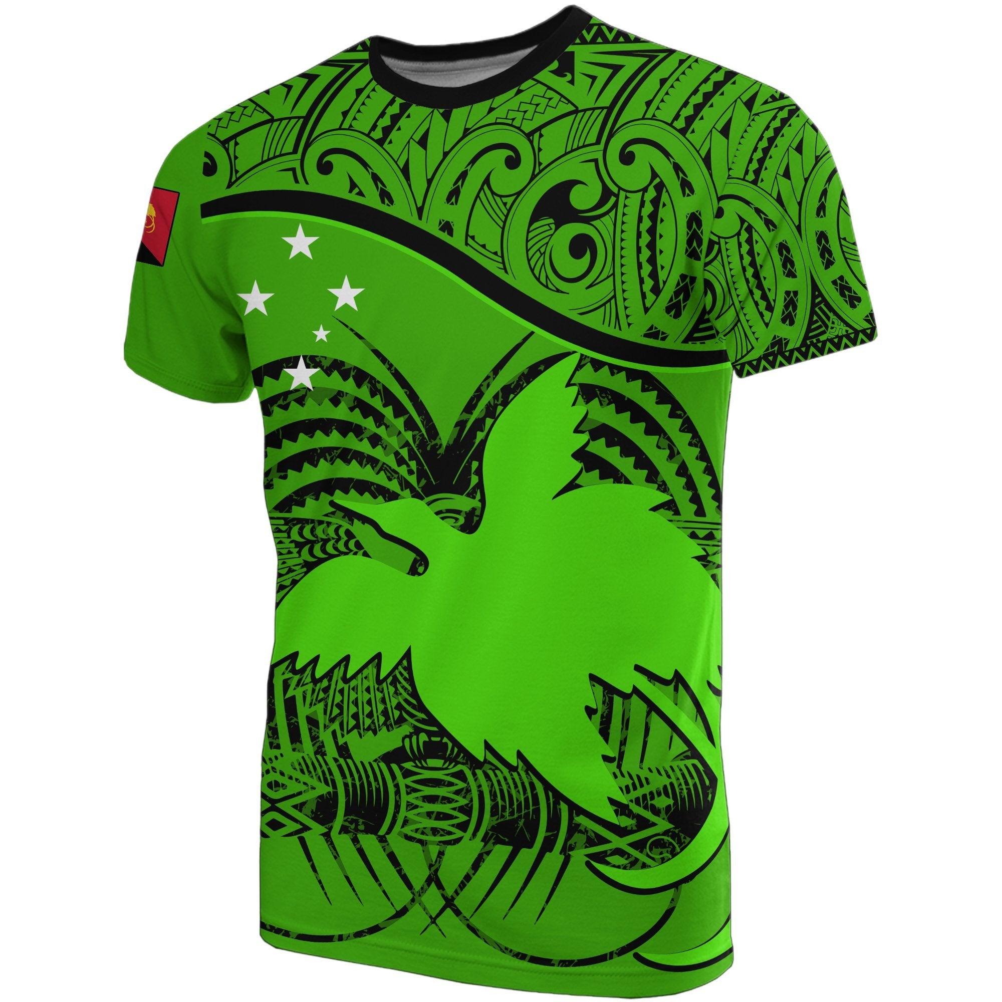 Papua New Guinea T Shirt Papua New Guinea Flag Coat Of Arms Green A02 Unisex Green - Polynesian Pride