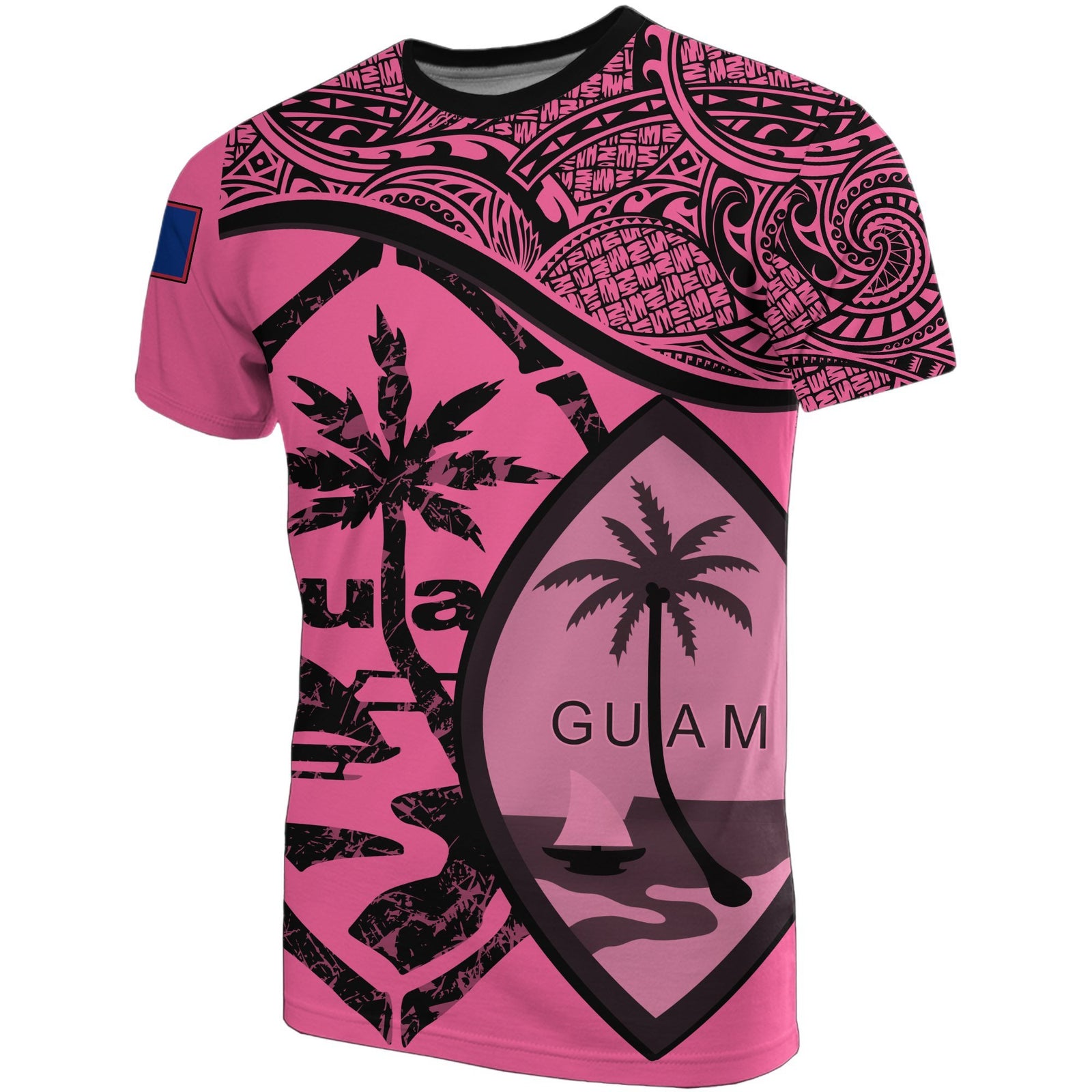 Guam T Shirt Guam Flag Pink A02 Unisex Pink - Polynesian Pride