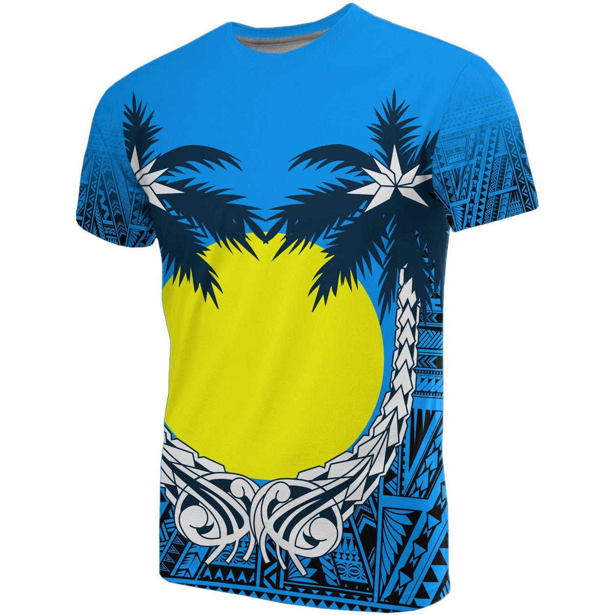 Palau T Shirts Palau Flag Coconut Tree A02 Unisex Blue - Polynesian Pride