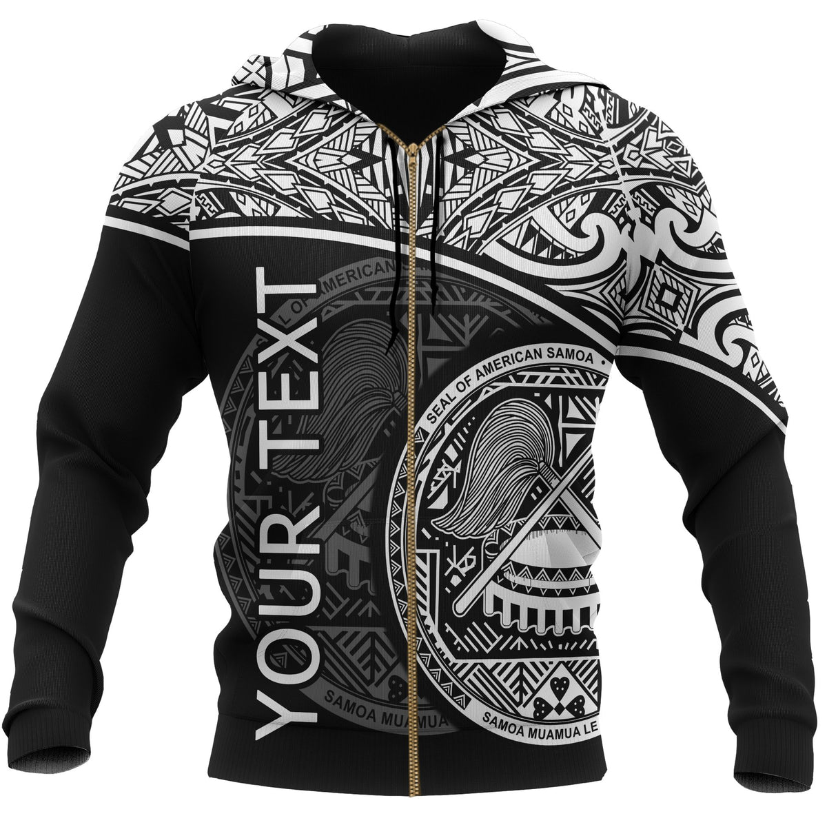 Polynesian American Samoa Custom Zip up Hoodie White Curve Unisex White - Polynesian Pride