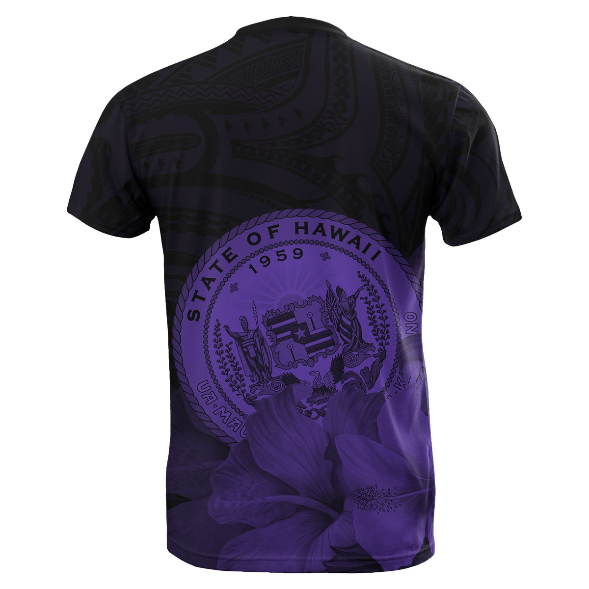 Hawaii State Hibiscus Violet Polynesian T Shirt Floral Style - Polynesian Pride