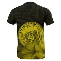 Hawaii State Hibiscus Yellow Polynesian T Shirt Floral Style - Polynesian Pride