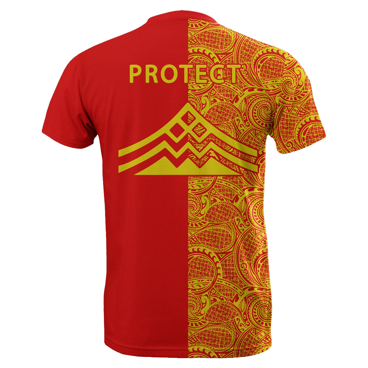 Hawaii Mauna Kea Polynesian T Shirt The Half Yellow and Red - Polynesian Pride