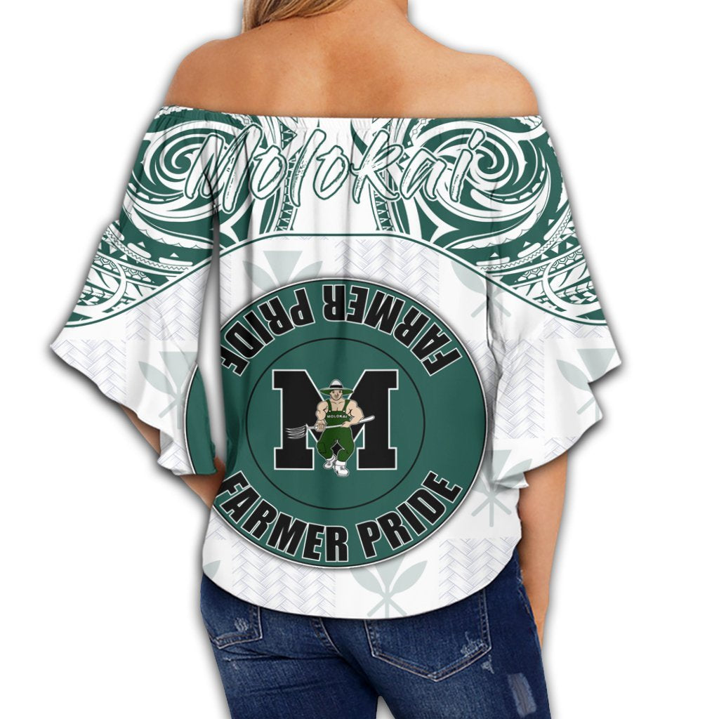 Hawaii - Kanaka Molokai High School Off Shoulder Waist Wrap Top Demodern Style AH - Polynesian Pride