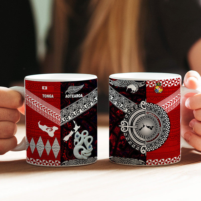 New Zealand And Tonga Mug Together - Red LT8 One Size 11oz size Red - Polynesian Pride