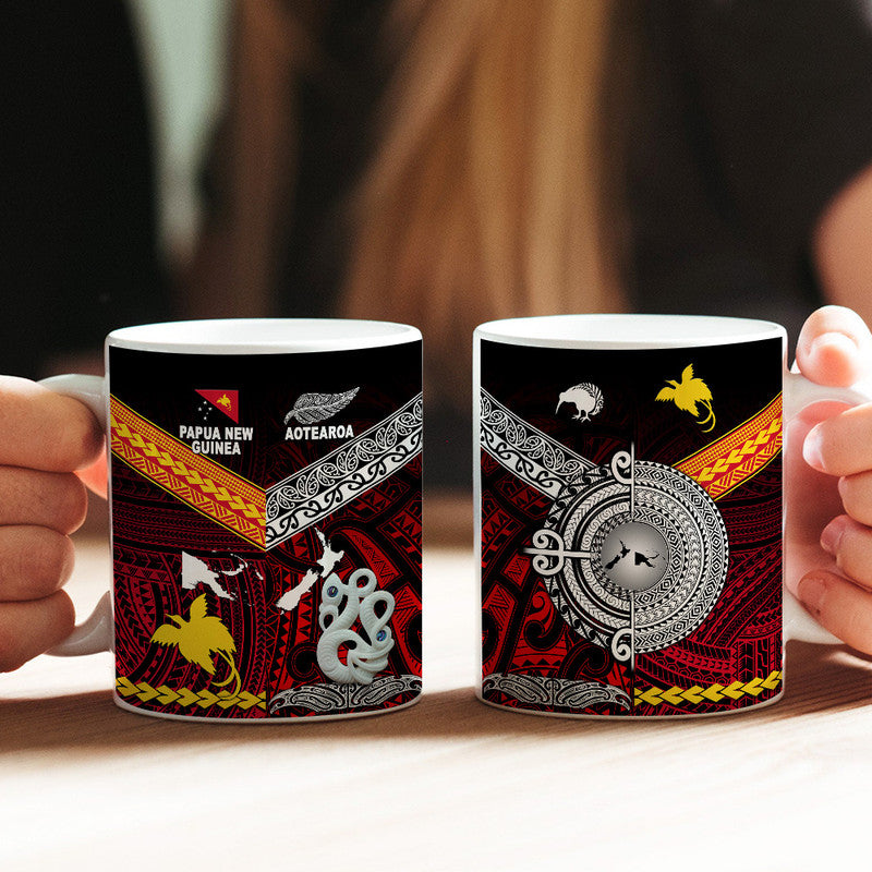 New Zealand And Papua New Guinea Mug Together - Red LT8 One Size 11oz size Red - Polynesian Pride