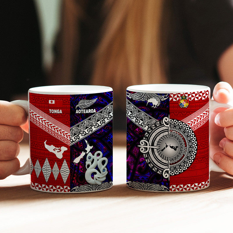 New Zealand And Tonga Mug Together - Purple LT8 One Size 11oz size Purple - Polynesian Pride