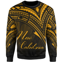 New Caledonia Sweatshirt - Cross Style Gold Color Unisex Black - Polynesian Pride