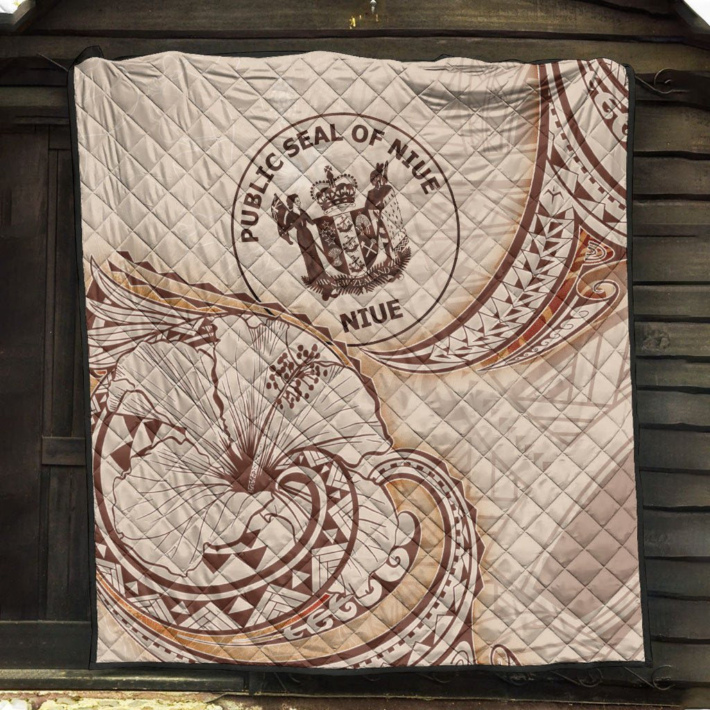 Niue Premium Quilt - Hibiscus Flowers Vintage Style - Polynesian Pride