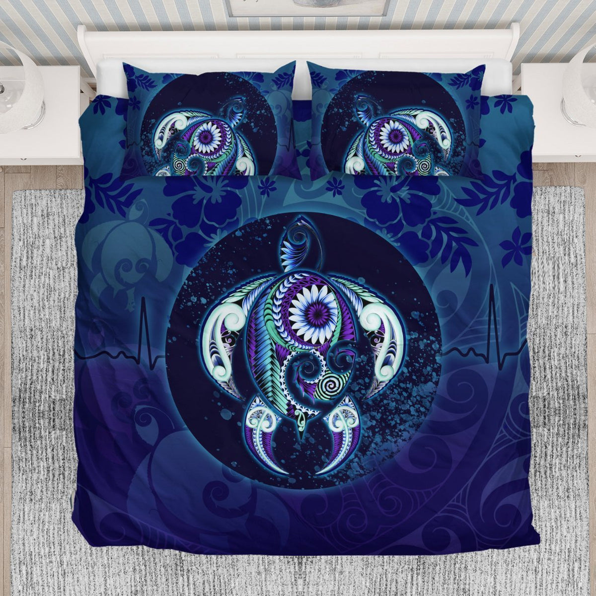 Maori Turtle Bedding Set Ocean Heartbeat - Polynesian Pride