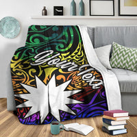 Nauru Custom Personalised Premium Blanket - Rainbow Polynesian Pattern - Polynesian Pride