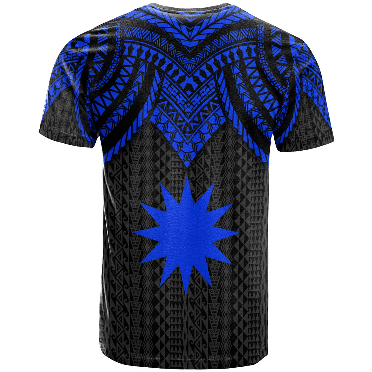 Nauru Custom T Shirt Polynesian Armor Style Blue - Polynesian Pride