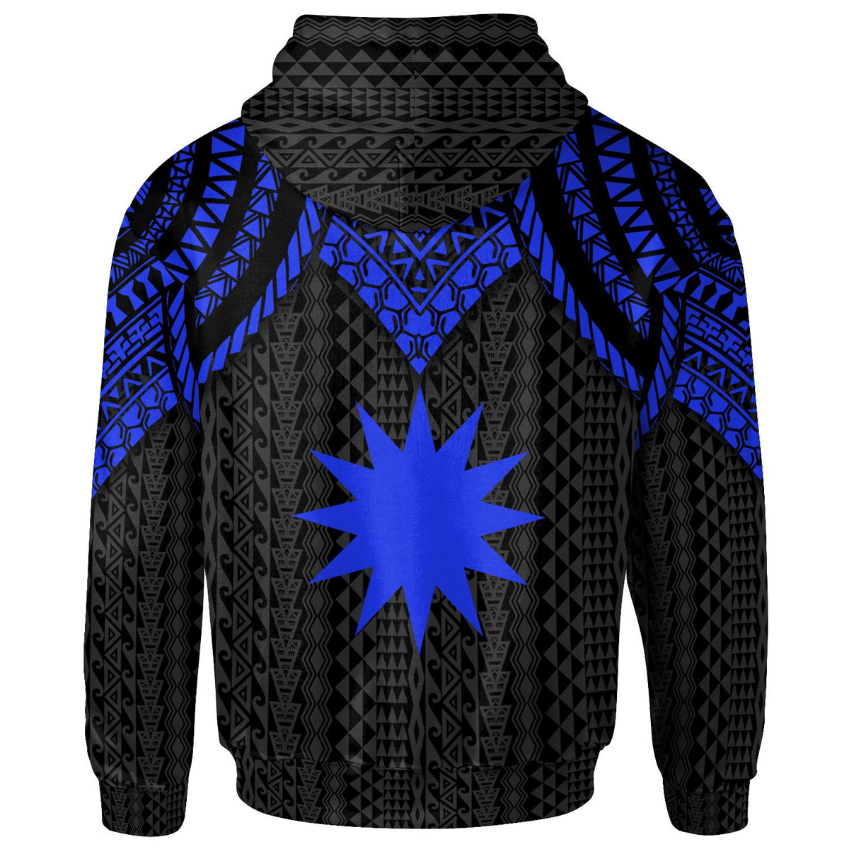 Nauru Zip up Hoodie Polynesian Armor Style Blue - Polynesian Pride