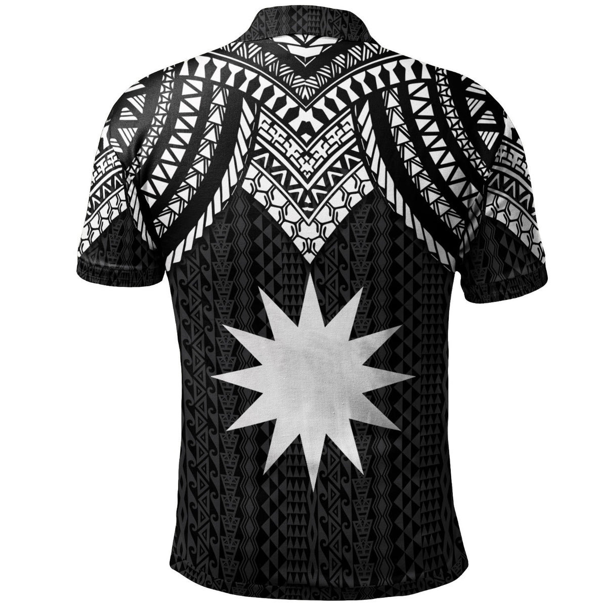 Nauru Custom Polo Shirt Polynesian Armor Style Black - Polynesian Pride