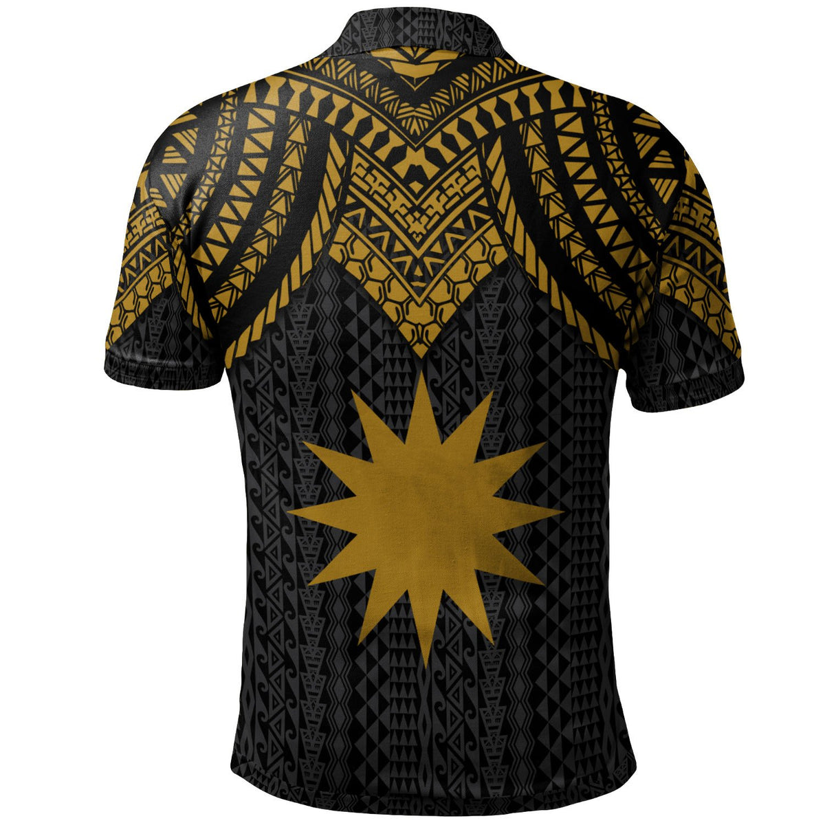 Nauru Polo Shirt Polynesian Armor Style Gold - Polynesian Pride