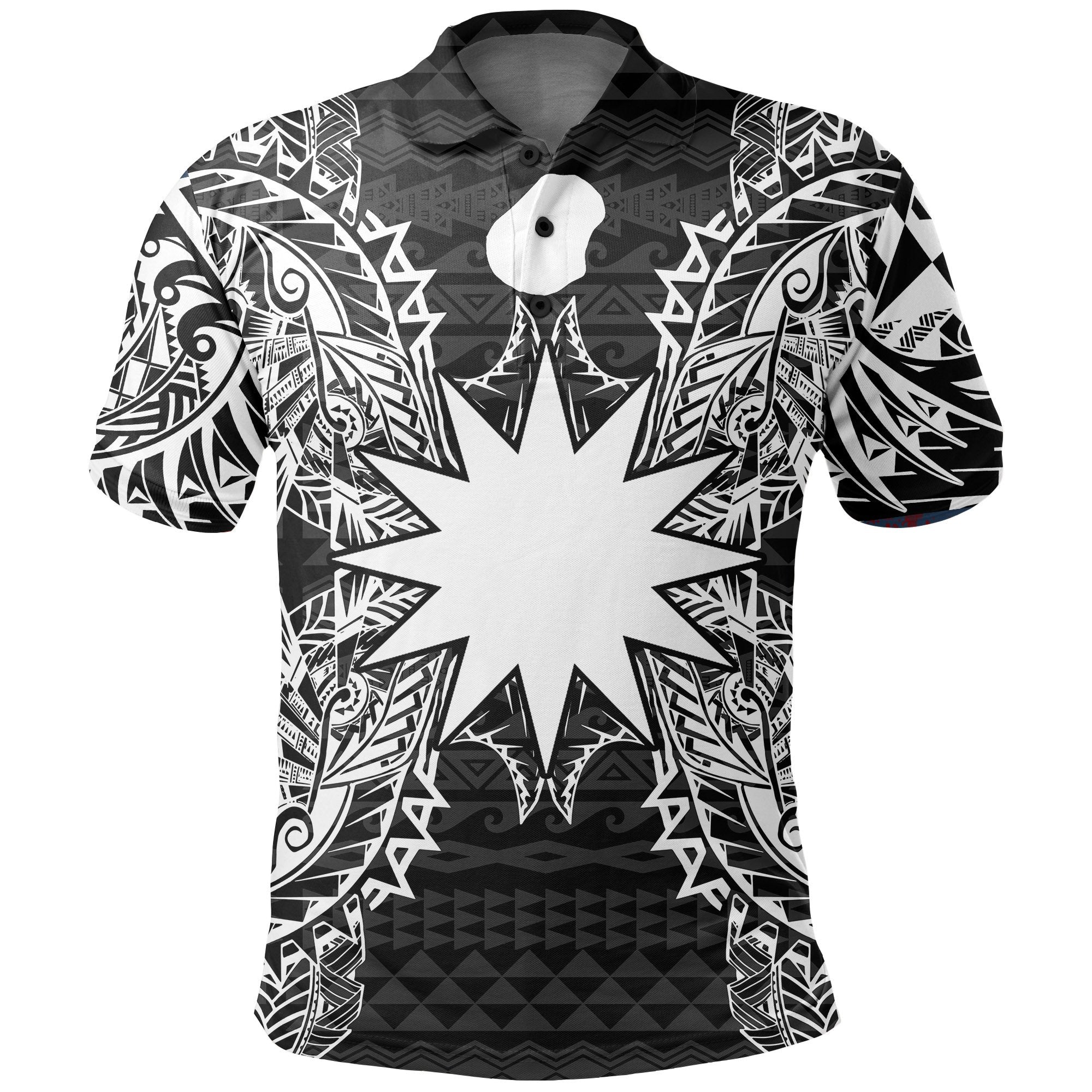 Nauru Polo Shirt Nauru Flag Map Polynesian Tattoo Black Unisex Black - Polynesian Pride
