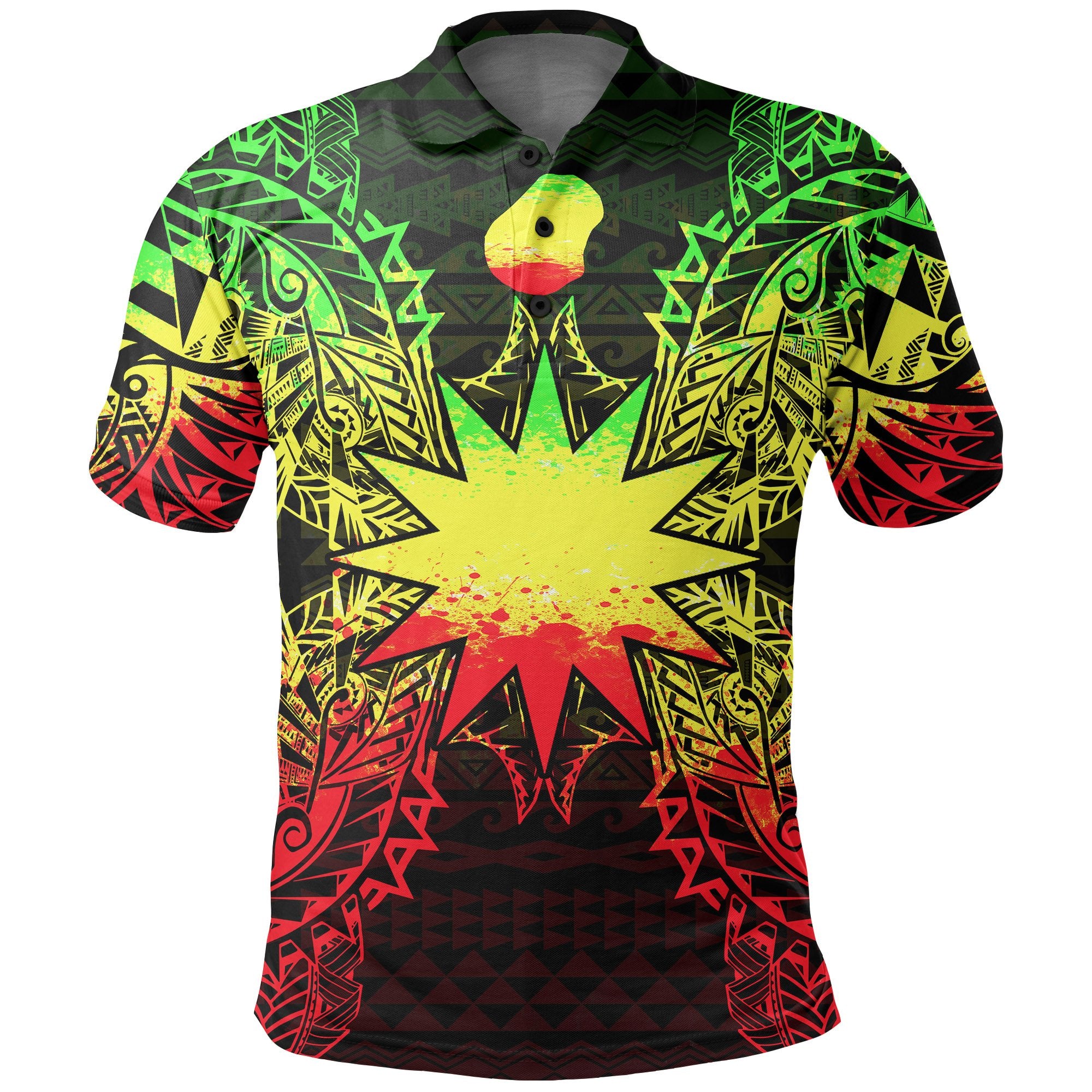 Nauru Polo Shirt Nauru Flag Map Polynesian Tattoo Reggae Unisex Reggae - Polynesian Pride
