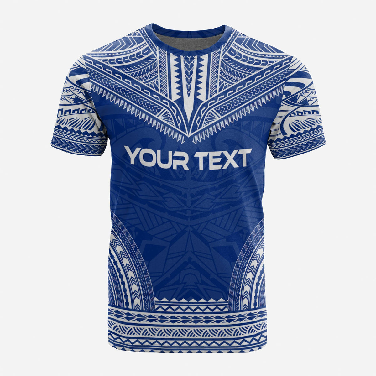 Nauru Custom T Shirt Nauru Flag Polynesian Chief Tattoo Blue Version - Polynesian Pride