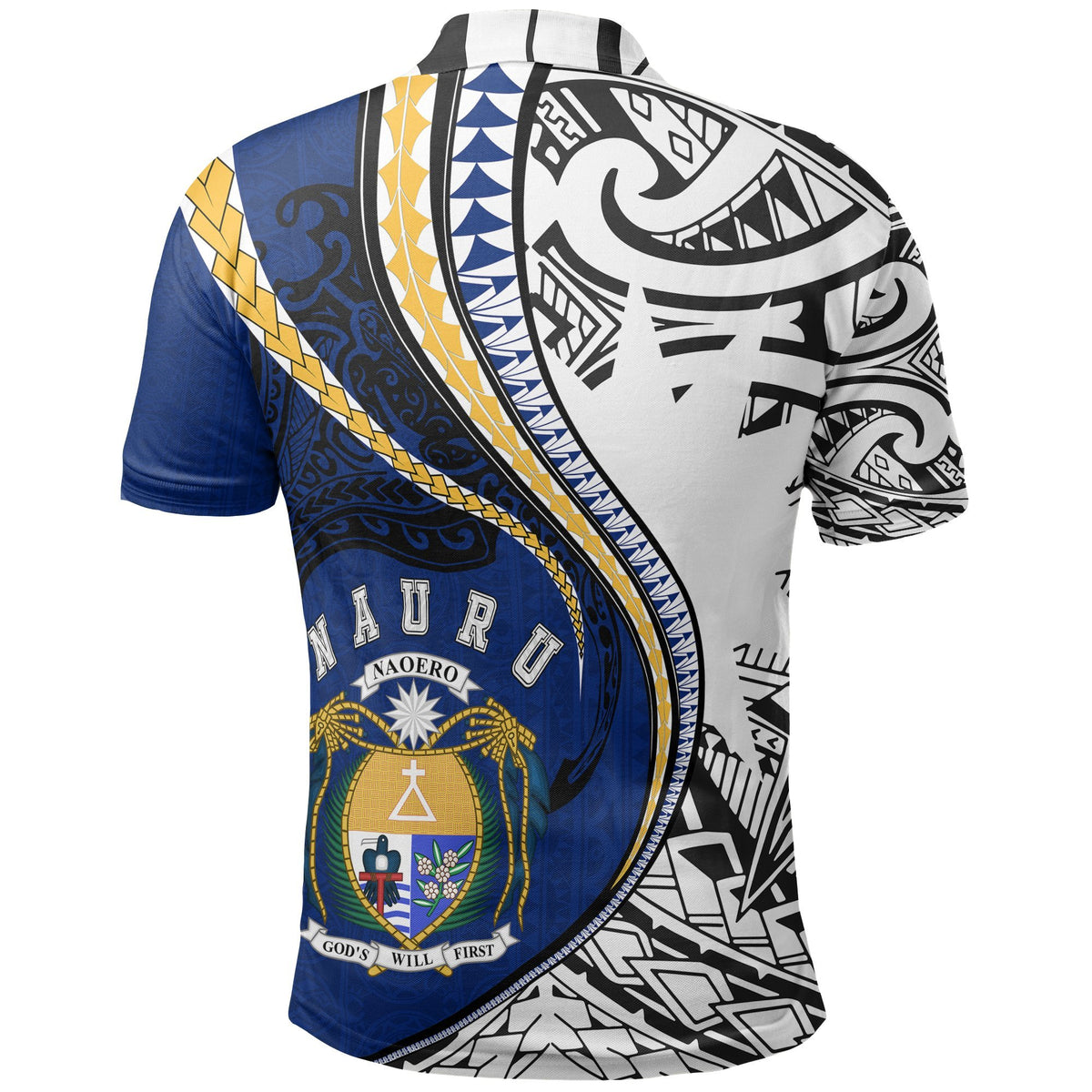 Nauru Polo T Shirt Nauru Flag Coat Of Arms Kanaloa Tatau Gen NR K7 - Polynesian Pride