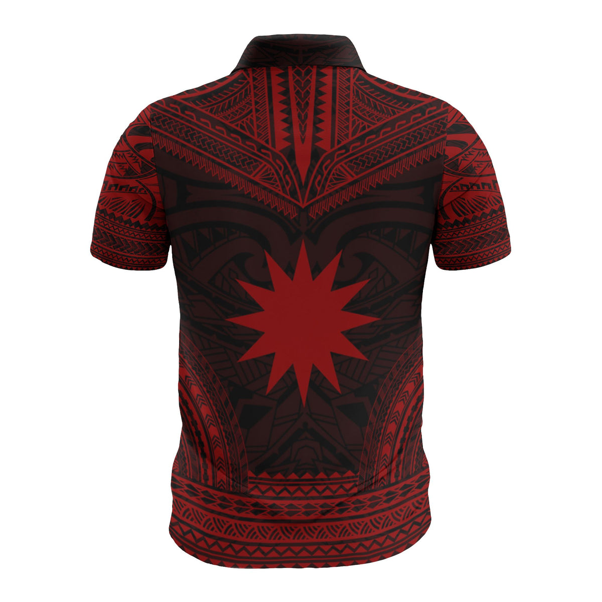 Nauru Custom Polo Shirt Nauru Flag Polynesian Chief Tattoo Red Version - Polynesian Pride