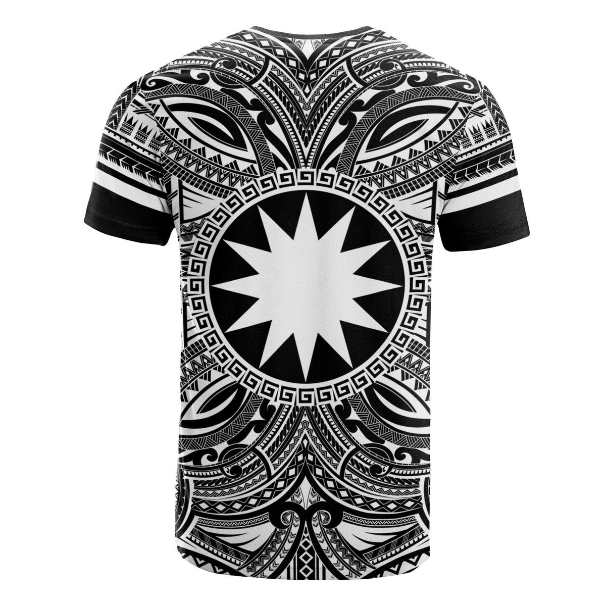 Nauru All T Shirt Nauru Coat Of Arms Polynesian White Black - Polynesian Pride