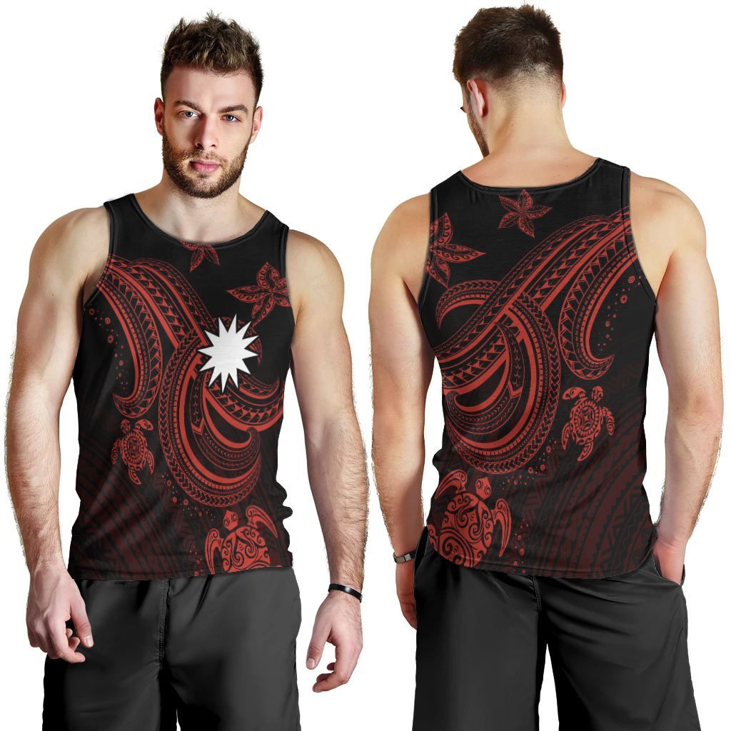 Nauru Custom Personalised Men's Tank Top - Red Turtle - Polynesian Pride
