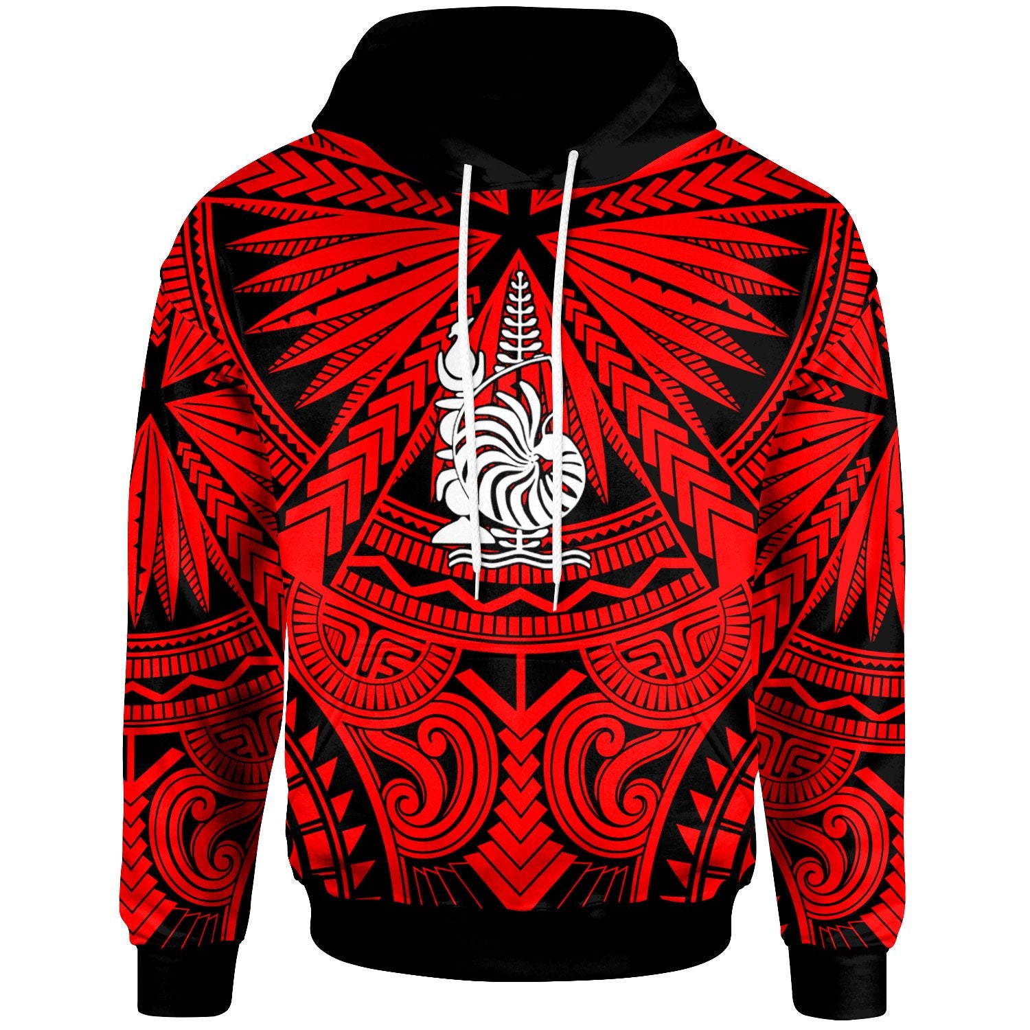 New Caledonia Hoodie Classic Vignette Style Unisex Red - Polynesian Pride