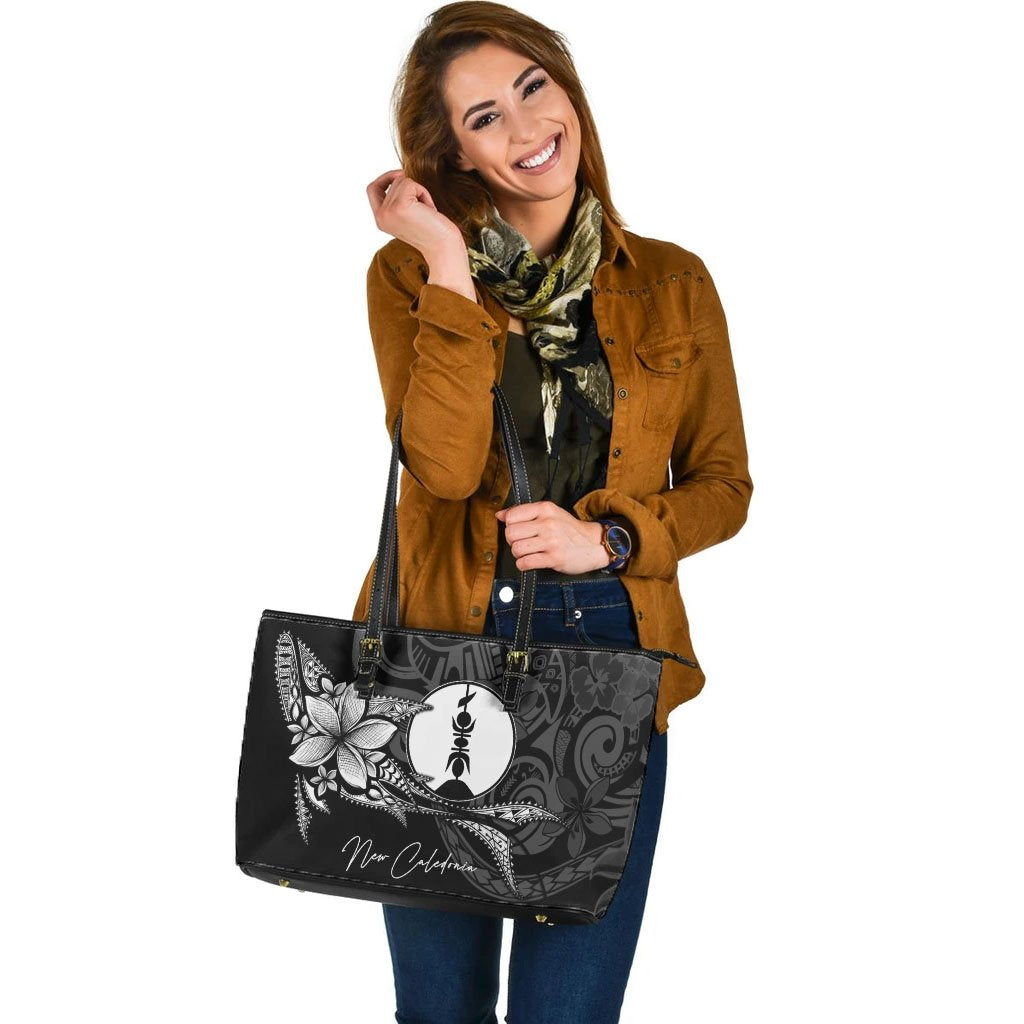 New Caledonia Leather Tote - Fish With Plumeria Flowers Style - Polynesian Pride