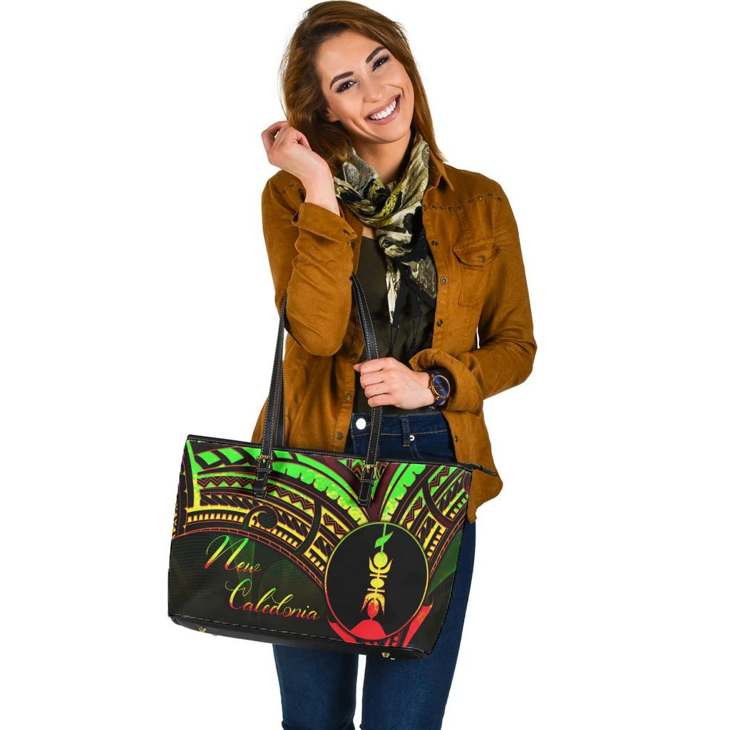 New Caledonia Leather Tote - Reggae Color Cross Style - Polynesian Pride