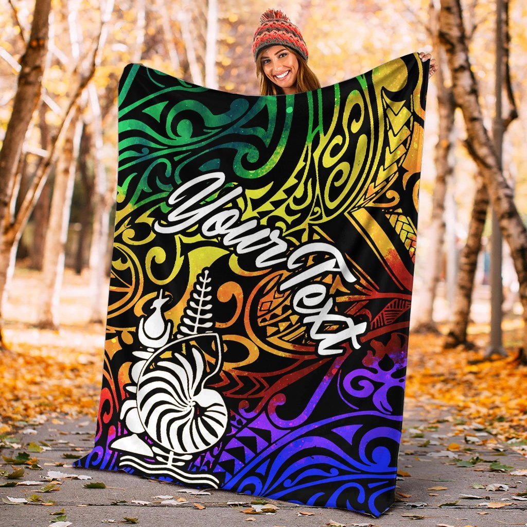 New Caledonia Custom Personalised Premium Blanket - Rainbow Polynesian Pattern - Polynesian Pride